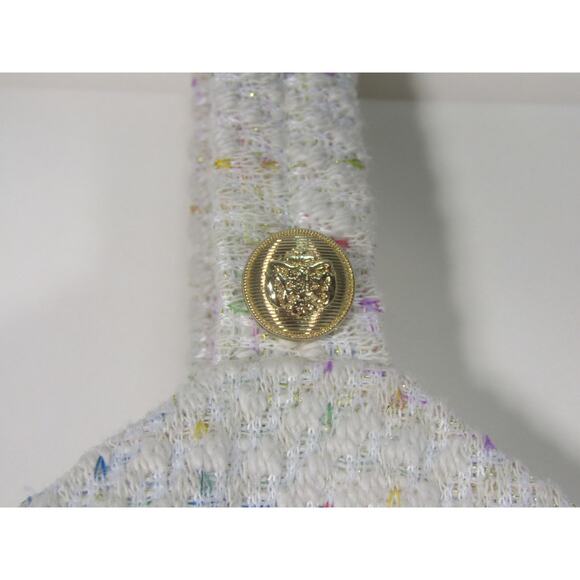 Wednesday Multi Color Tweed Women Crop Top Medium Whimsical Boho Zip Novelty - Picture 3 of 6